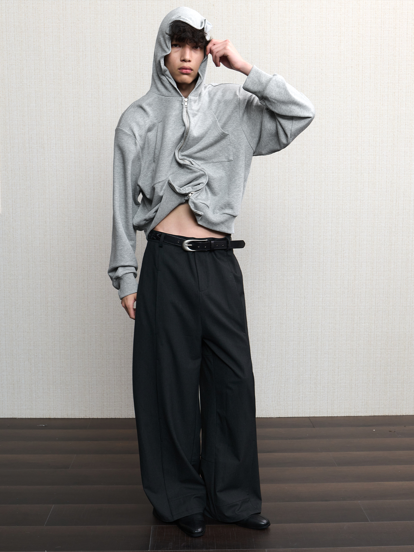 JCAESAR Power metallic‑thread hooded sweatshirt