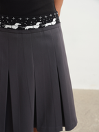 JCAESAR WOMEN Fair Isle Pleated Skirt with Ribbed Panels - jcaesarclo