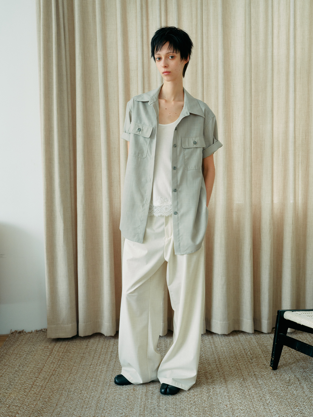 JCAESAR WOMEN  Safari-style short-sleeve shirt