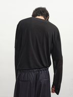 JCAESAR Two‑Layer Effect Slub‑Texture Long‑Sleeve Top