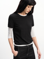 JCAESAR WOMEN Layered-Look Ruched-Sleeve Short-Sleeve Top - jcaesarclo