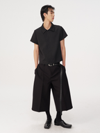 Jcaesar C-Shaped Button Short-Sleeved Shirt