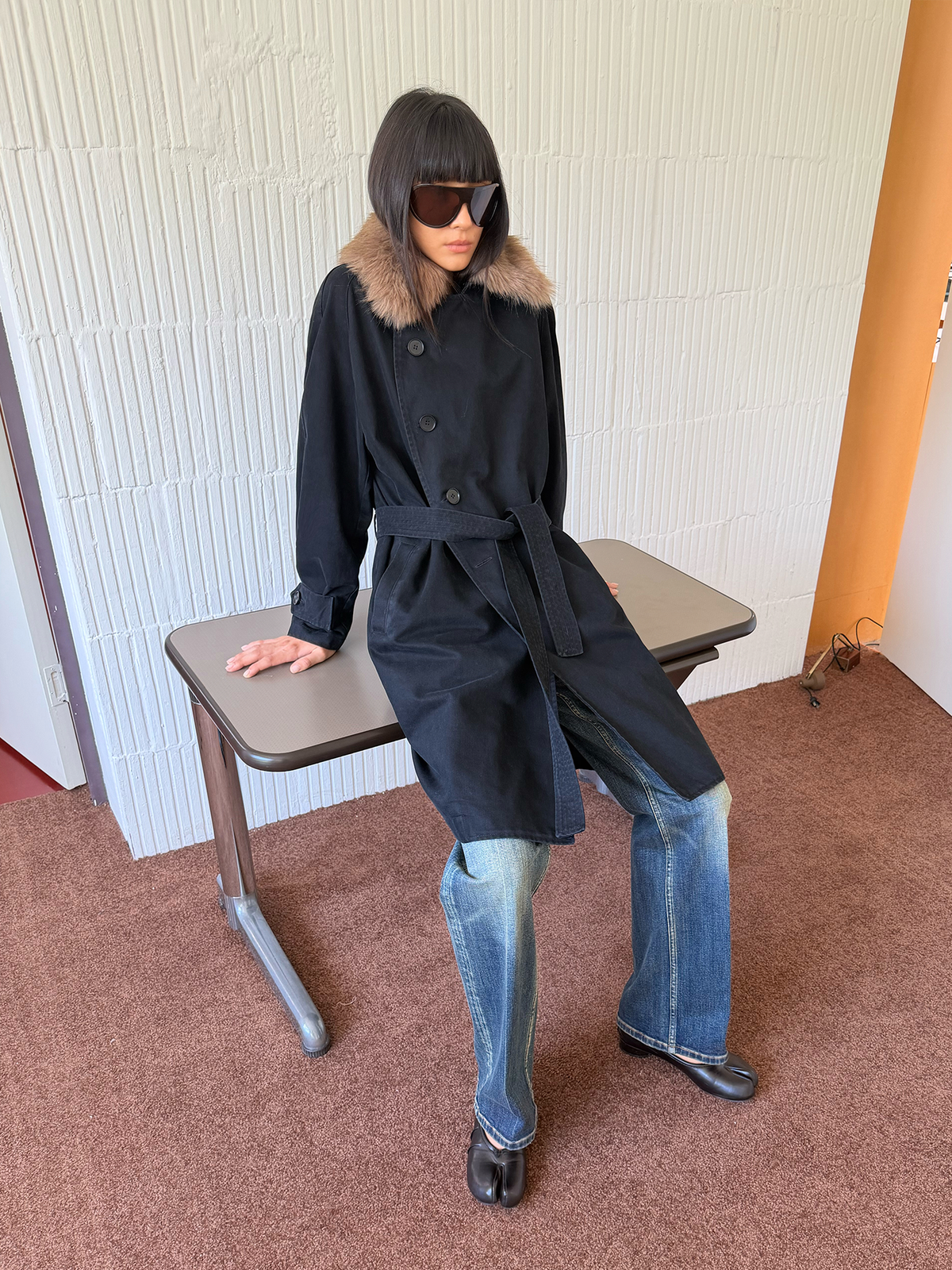 JCAESAR WOMEN Washed Down Trench Coat