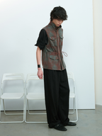 JCAESAR Rust‑Dyed Drawstring Utility Vest with Four Pockets