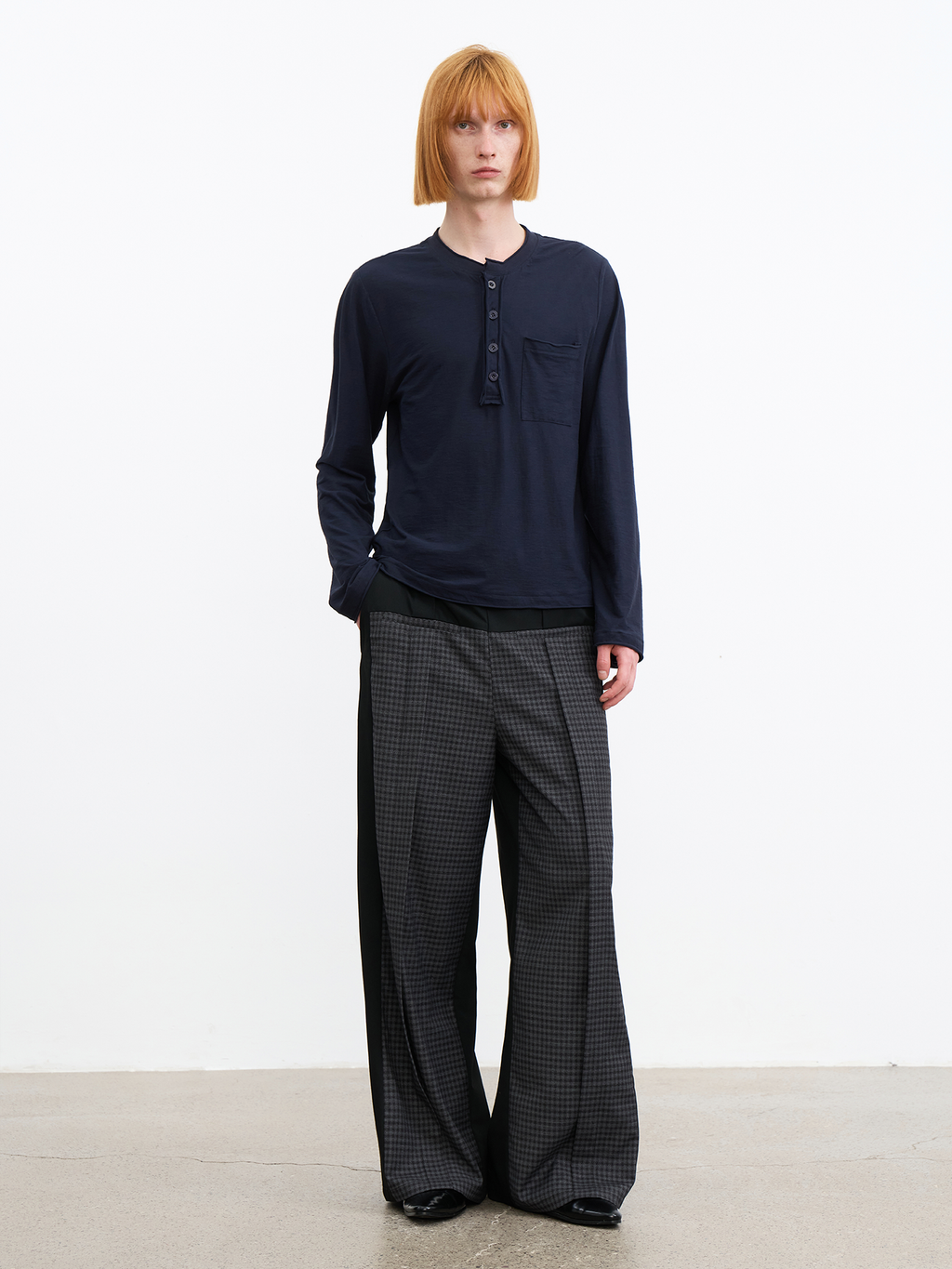 JCAESAR Plaid Matrix Color-Block Straight-Leg Pants