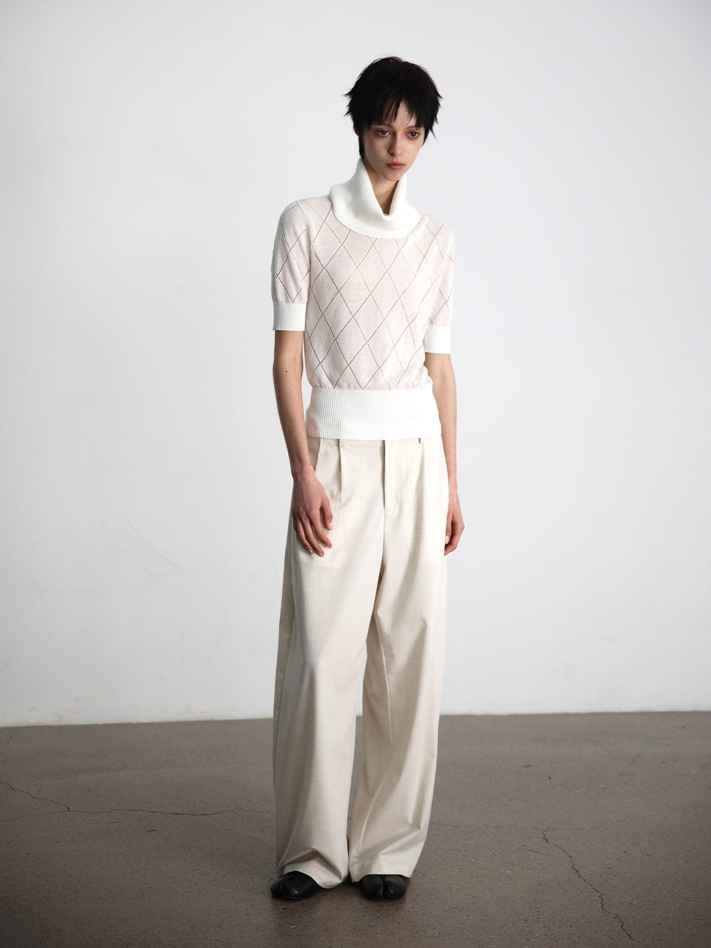 JCAESAR WOMEN Pleated Low‑Crotch Curved‑Blade Pants
