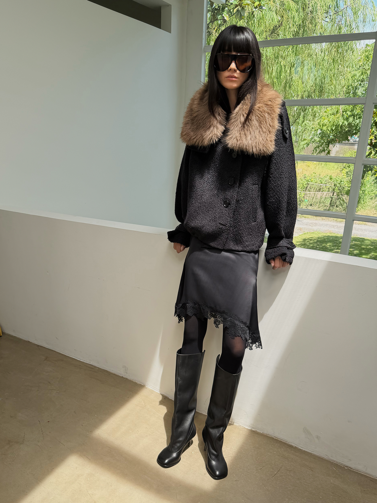 JCAESAR WOMEN Loop Yarn Wool Coat