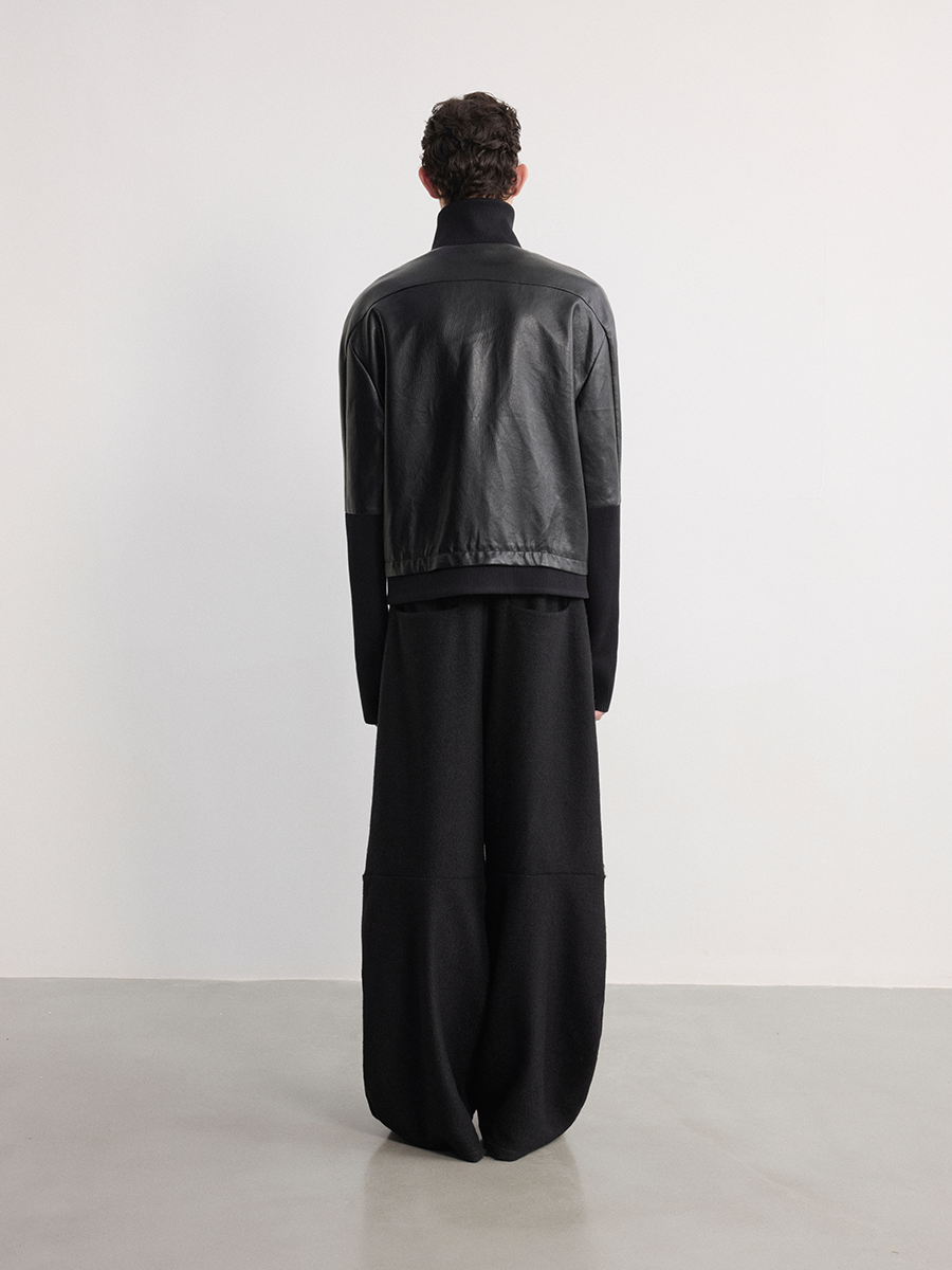 JCAESAR Wide leg pants with knee pads and woolen wool - jcaesarclo