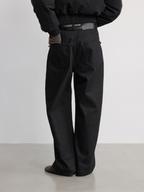 JCAESAR WOMEN Black Jeans With A Front Flap And A Curved Knife Brushed Finish - jcaesarclo