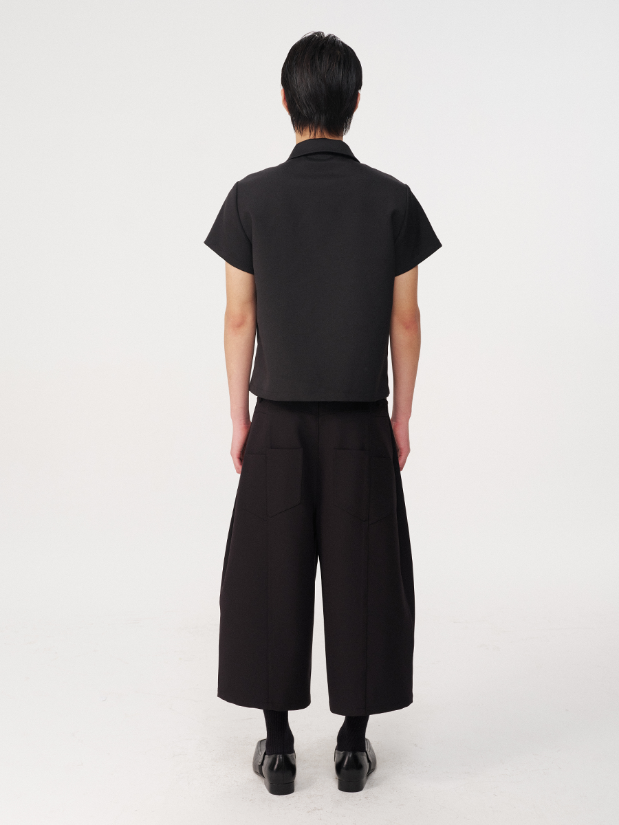 Jcaesar C-Shaped Button Short-Sleeved Shirt