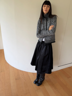JCAESAR WOMEN High Neck Rolled Hem Mélange Sweater