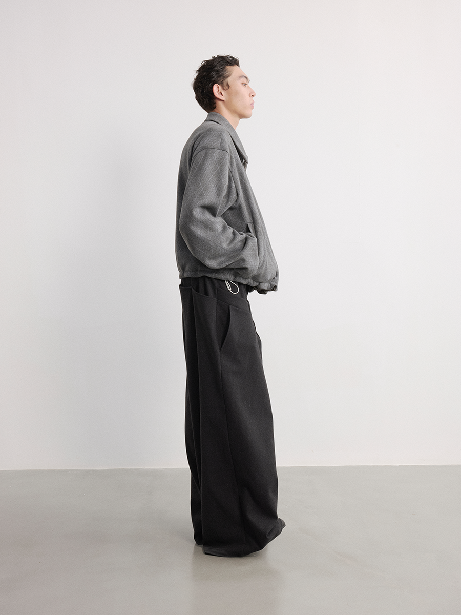 JCAESAR Grey Diamond-Shaped Drawstring Fleece Jacket - jcaesarclo