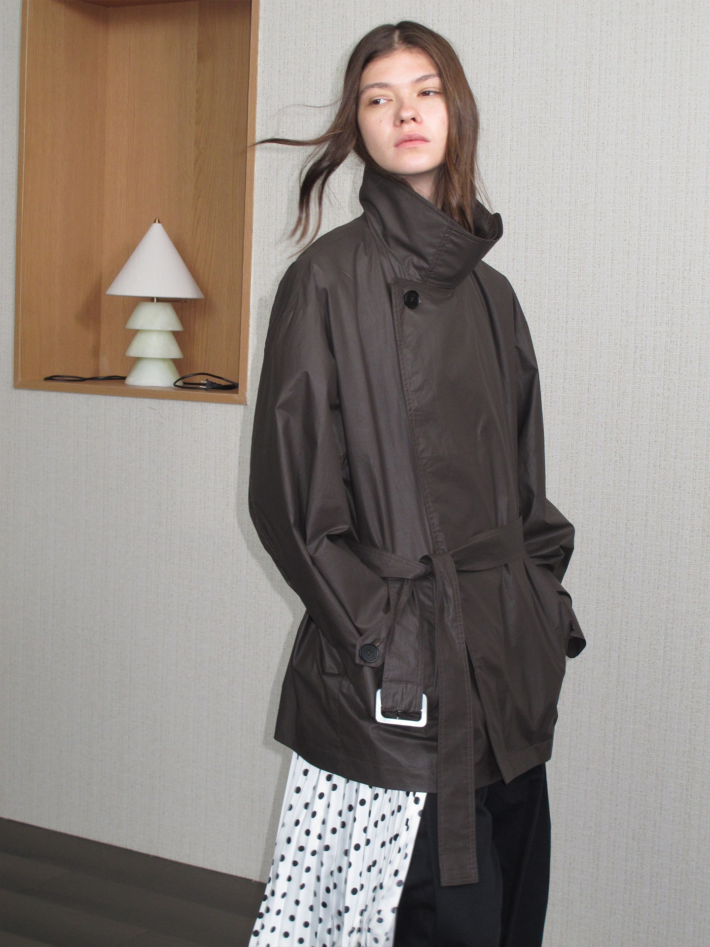 JCAESAR WOMEN Urban rain‑night waxed trench coat