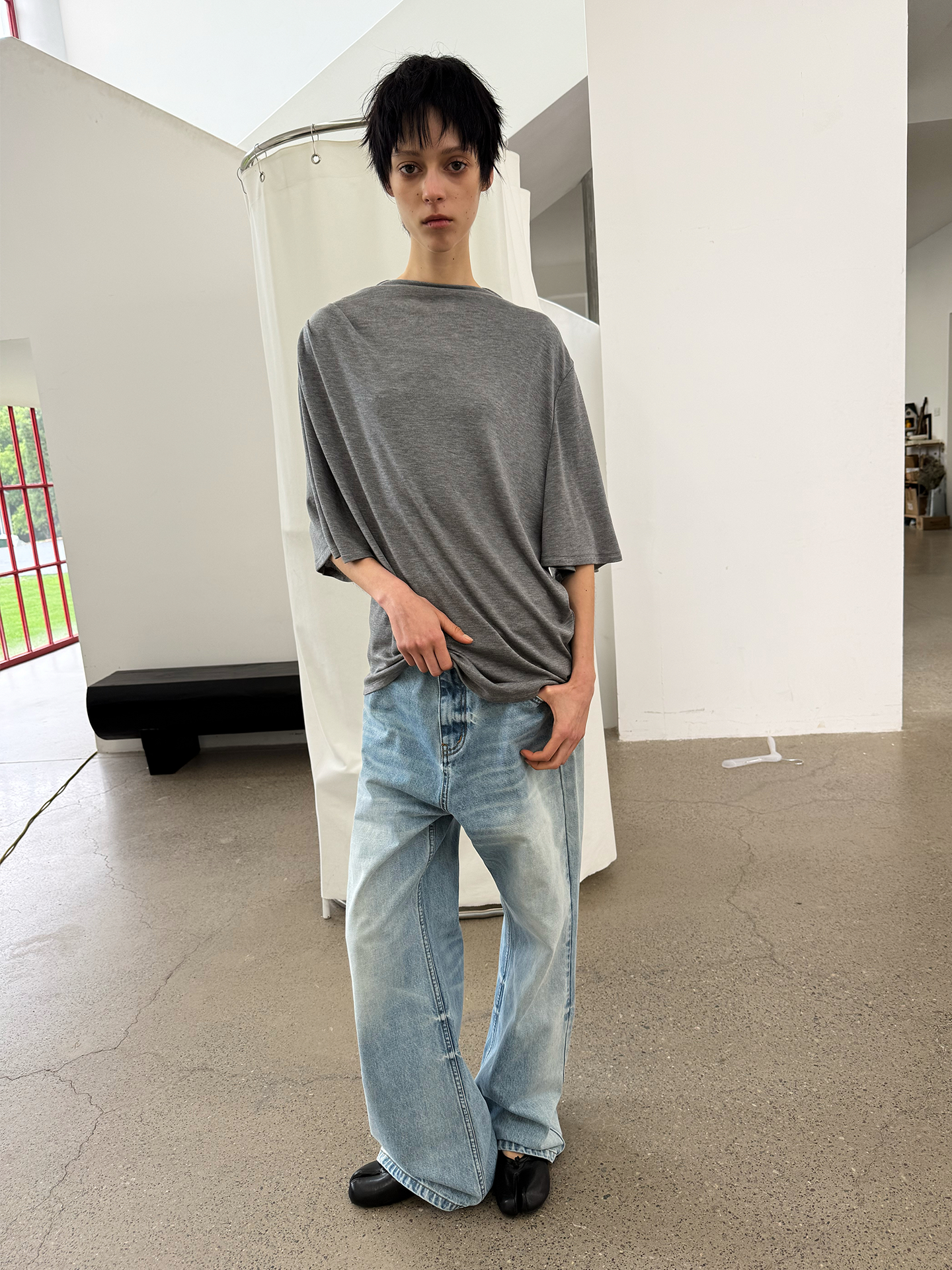 JCAESAR WOMEN Ruched draped short-sleeve top