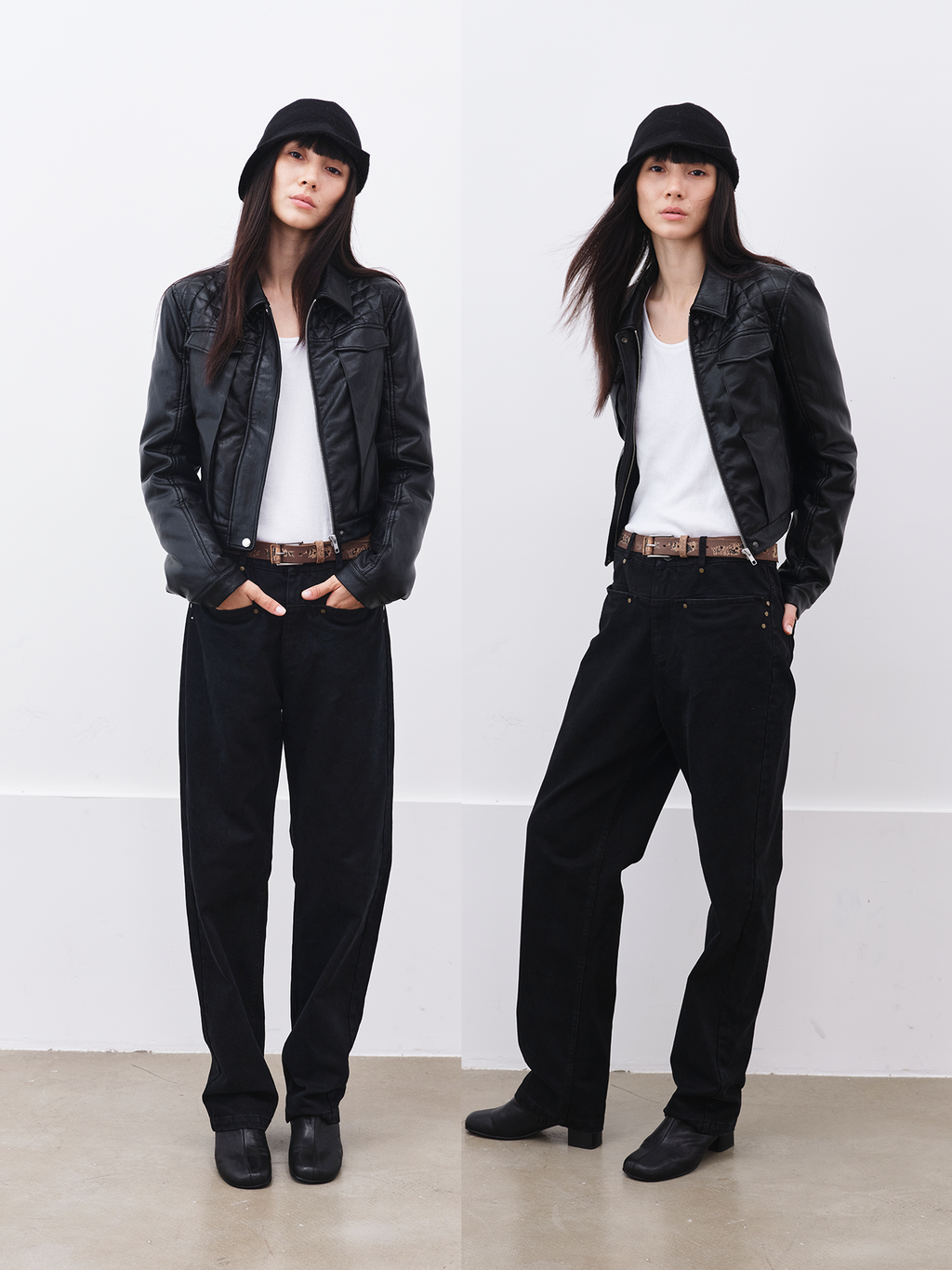 JCAESAR WOMEN Lightweight Quilted Leather Down Jacket
