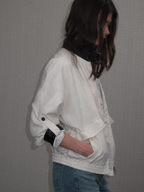 JCAESAR WOMEN Linen‑leather paneled Harrington jacket