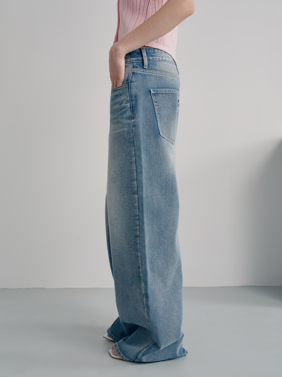 JCAESAR WOMEN Light Wash Denim Wide Leg Jeans