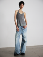 JCAESAR WOMEN Draped sheer panel camisole