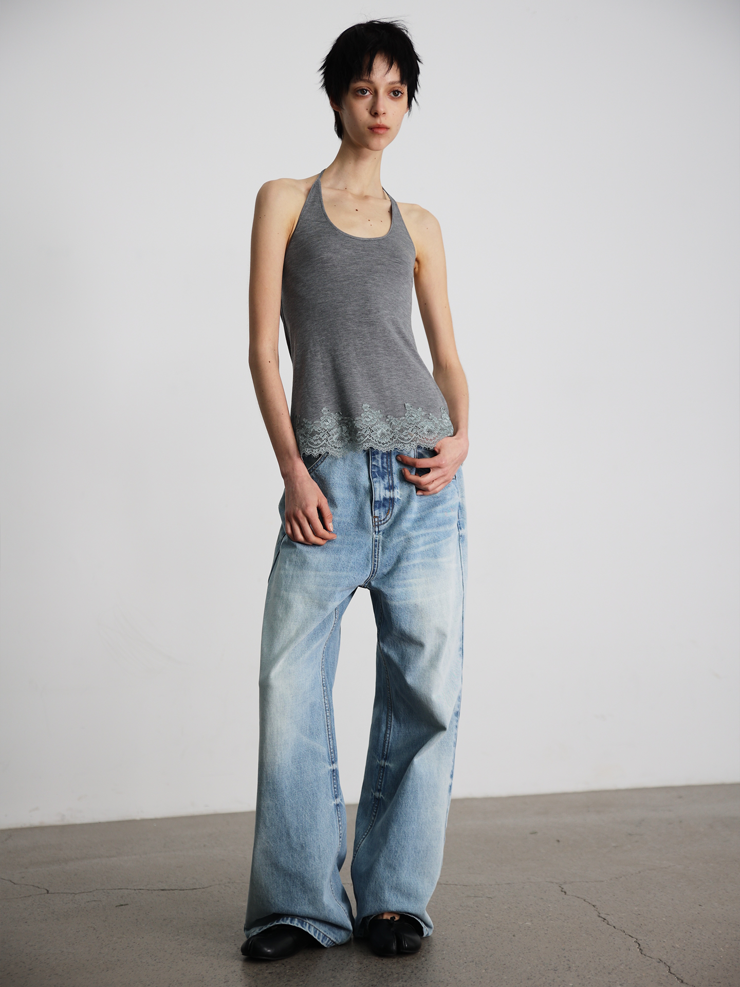 JCAESAR WOMEN Draped sheer panel camisole