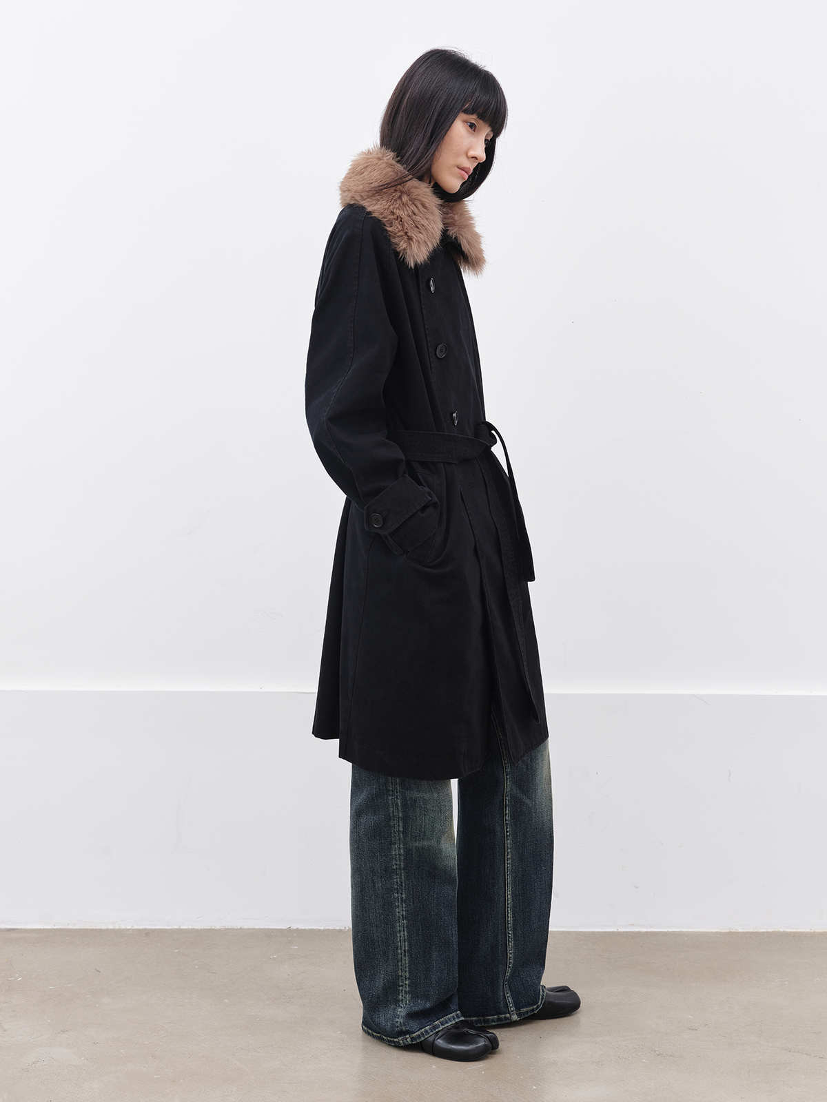 JCAESAR WOMEN Washed Down Trench Coat