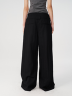 JCAESAR WOMEN Double Waistband Pleated Trousers with Front Slash Pockets