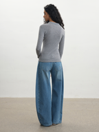 JCAESAR WOMEN Washed Blue Pleated Banana‑Cut Jeans - jcaesarclo