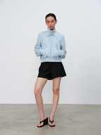JCAESAR WOMEN Gathered Collar With Drawstring And Zipper Hoodie Sweatshirt - jcaesarclo