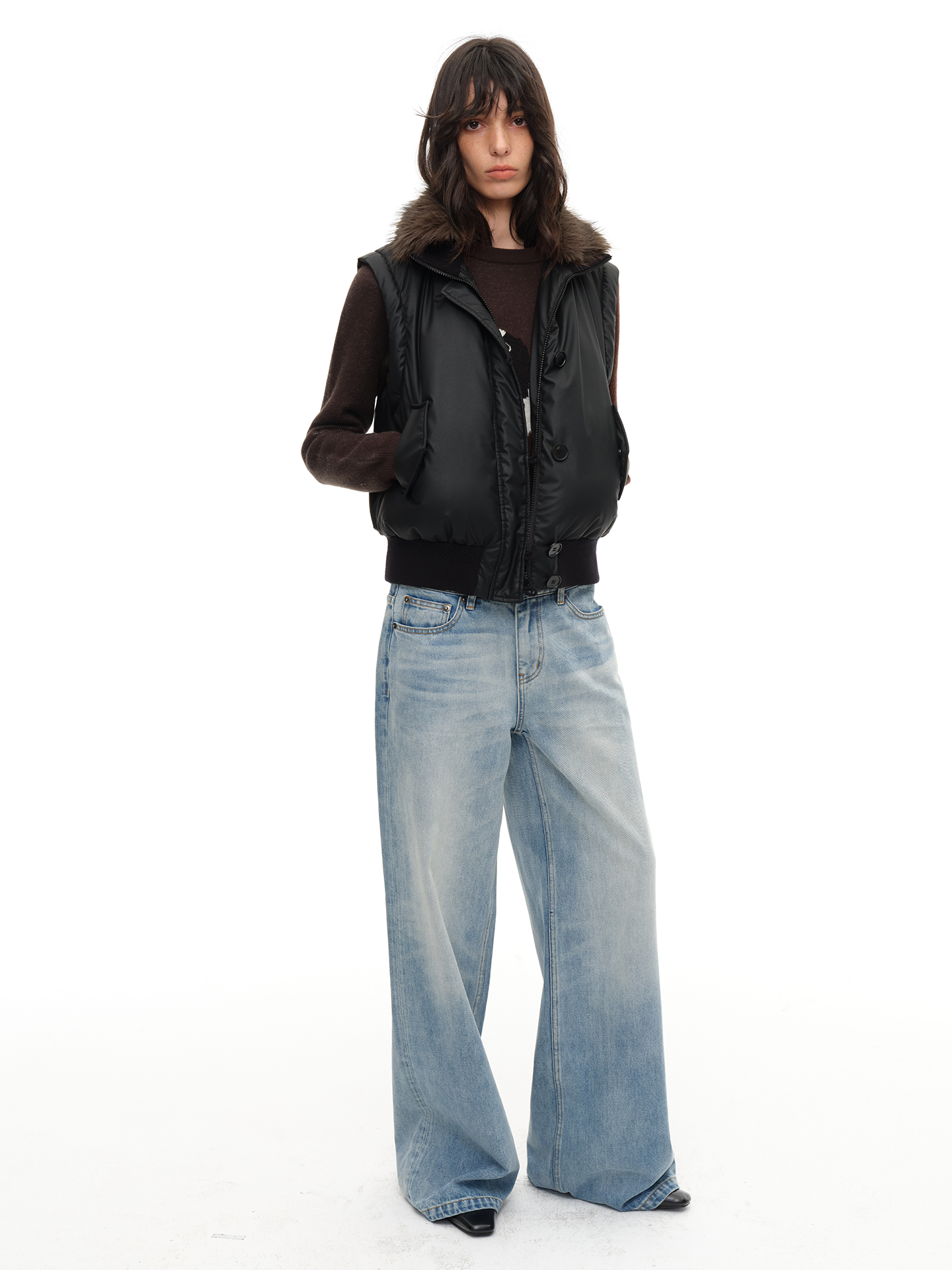 JCAESAR WOMEN Detachable Two‑Way Eco‑Leather Down Jacket - jcaesarclo