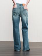 JCAESAR WOMEN Washed Straight-Leg Jeans with Asymmetric Fly