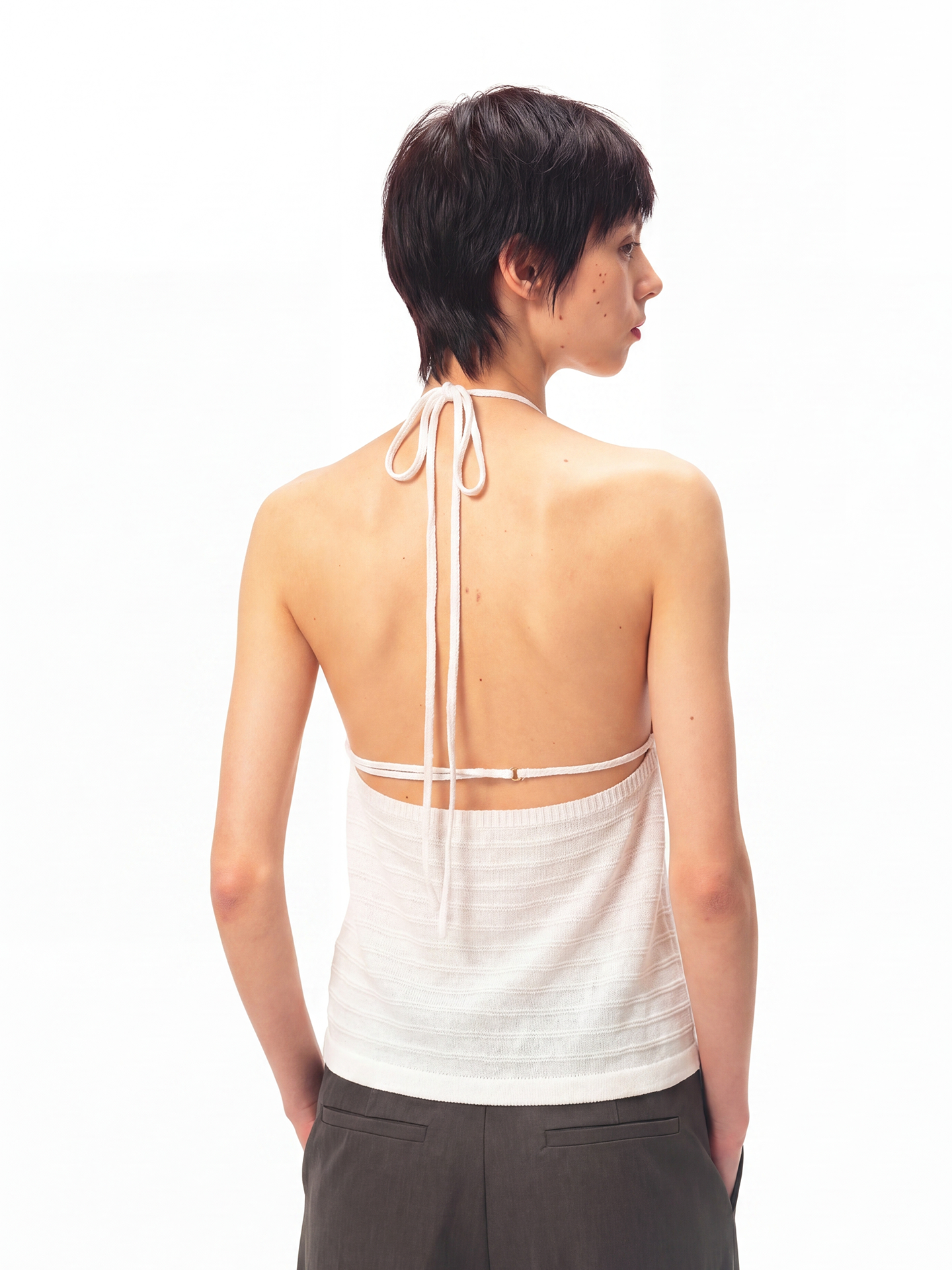 JCAESAR WOMEN Draped rib‑knit halter tank