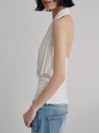 JCAESAR WOMEN Deep V Halter Neck Crop Top