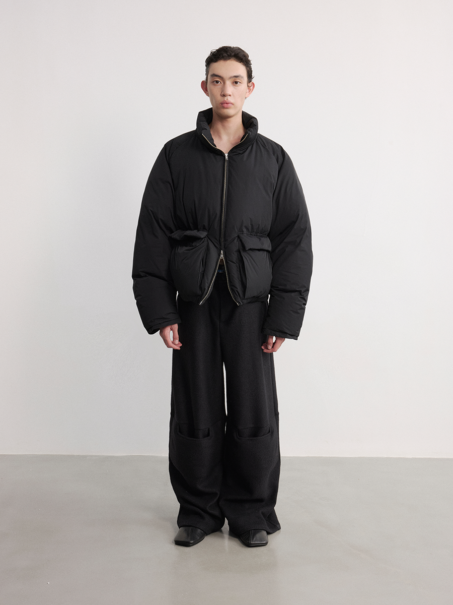 JCAESAR Loose-Fitting Stand-Up Collar Down Jacket