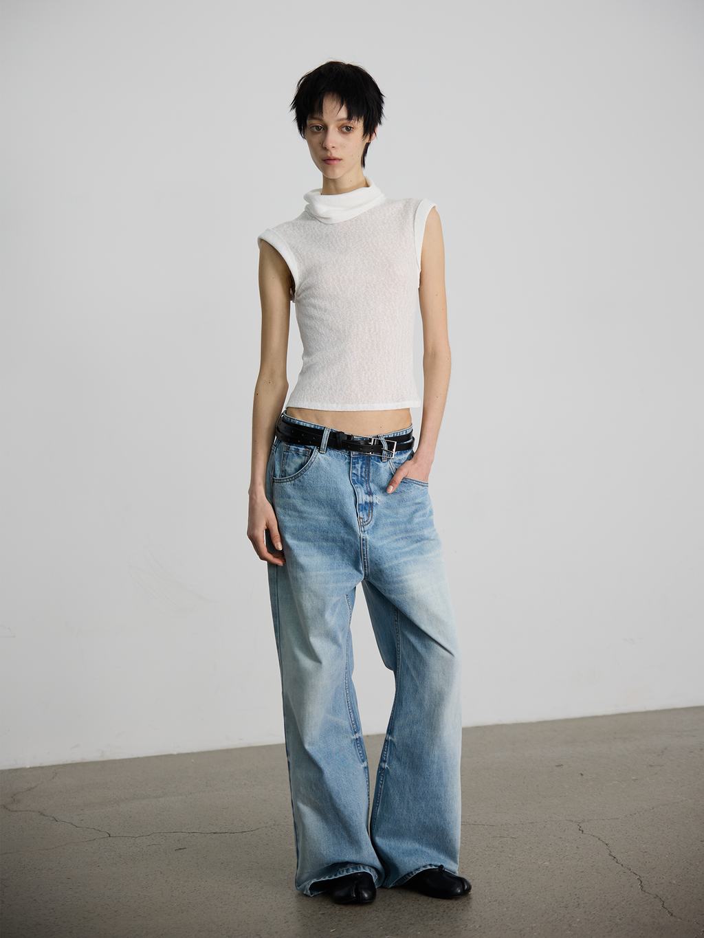 JCAESAR WOMEN Draped Cowl‑Neck Folded‑Hem Tee