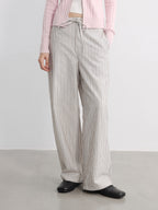 JCAESAR WOMEN Striped Drawstring Velvet Banana Pants - jcaesarclo