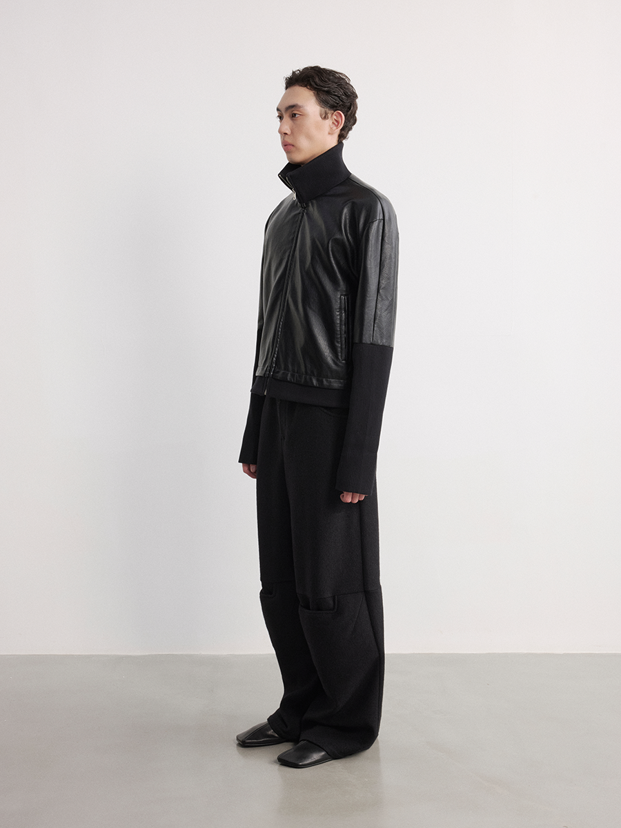 JCAESAR Wide leg pants with knee pads and woolen wool - jcaesarclo