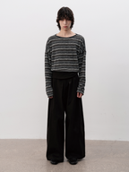 JCAESAR Striped Knit Drop Shoulder Long Sleeve - jcaesarclo