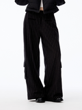 JCAESAR WOMEN Striped Woolen Cargo Pants - jcaesarclo