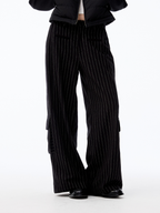JCAESAR WOMEN Striped Woolen Cargo Pants - jcaesarclo