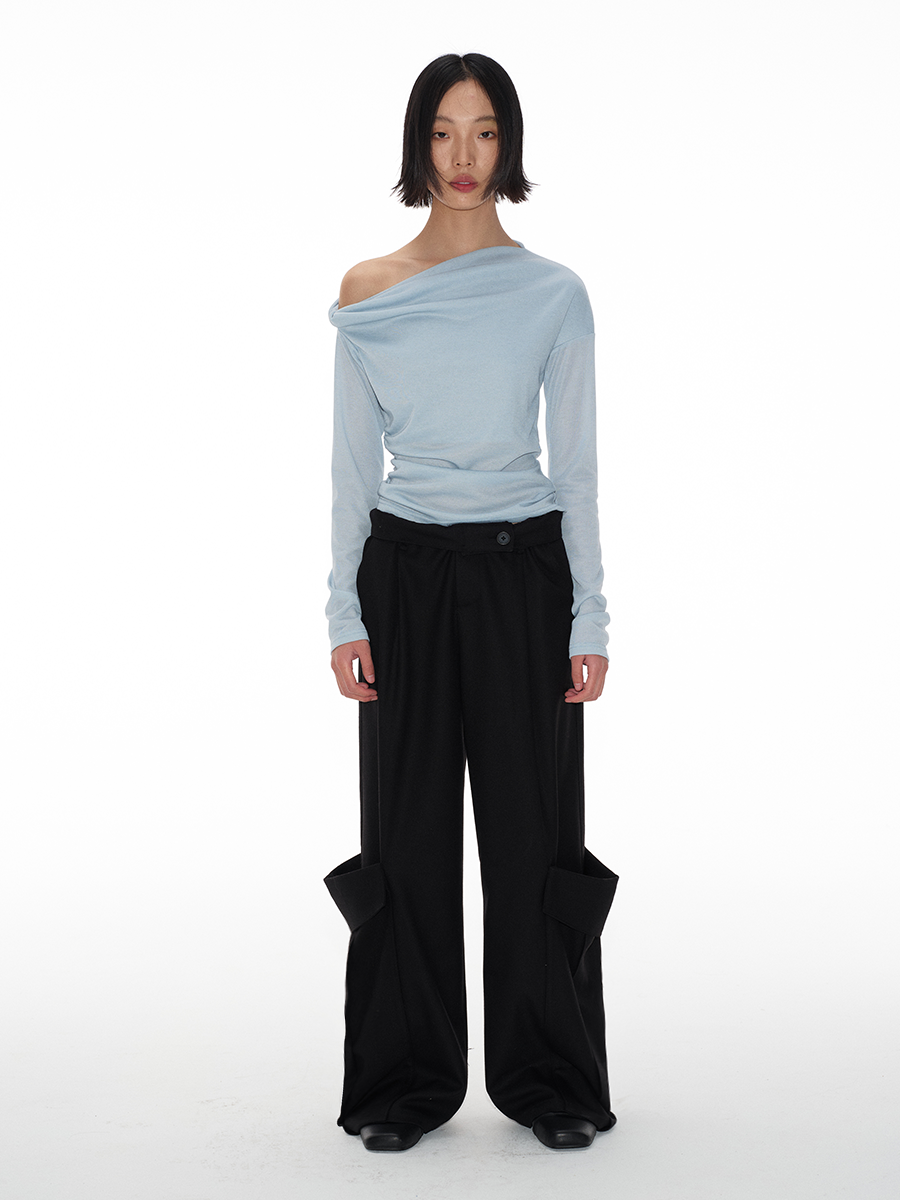 Jcaesar WOMEN Double Pocket Pleated Long Pants - jcaesarclo