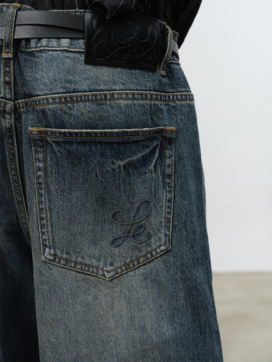 JCAESAR Blue-Gray Washed Denim Jeans – jcaesarclo JCAESAR Blue-Gray Washed Denim Jeans – jcaesarclo