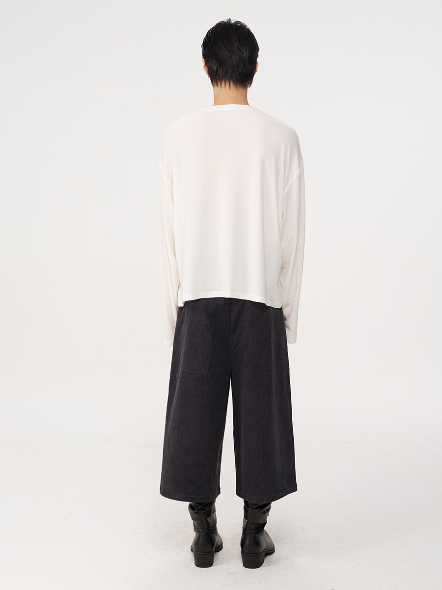 Jcaesar High-GSM Pure Cotton Stripe Corduroy Fabric Capri Pants - jcaesarclo