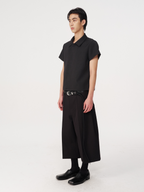 Jcaesar C-Shaped Button Short-Sleeved Shirt