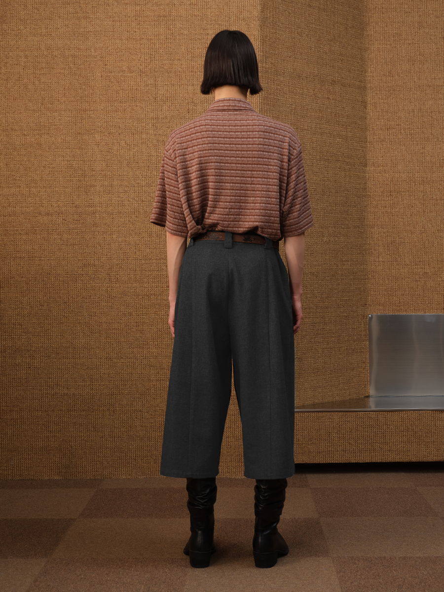 Jcaesar Floral Gray Pleated Seven-Part Pants - jcaesarclo