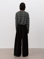JCAESAR Striped Knit Drop Shoulder Long Sleeve - jcaesarclo