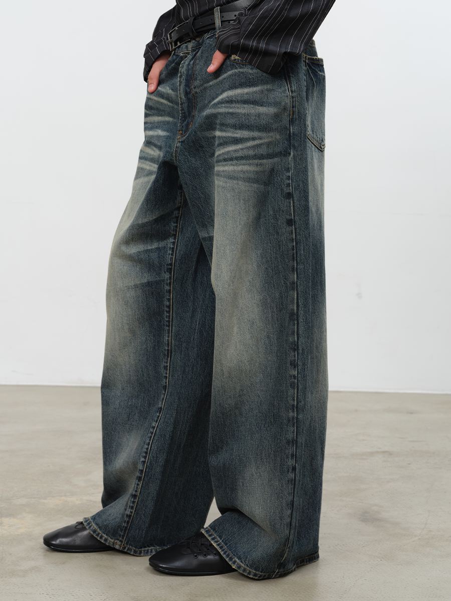 JCAESAR Blue-Gray Washed Denim Jeans - jcaesarclo