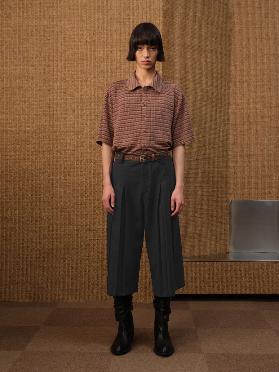 Jcaesar Floral Gray Pleated Seven-Part Pants - jcaesarclo