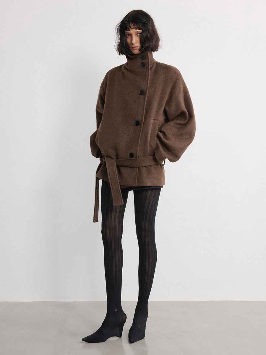 JCAESAR WOMEN Lace-Up Short Peacoat