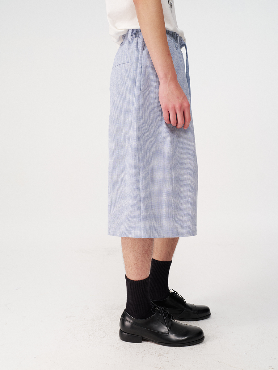 Jcaesar Bubble Pleated Checkered Flower Bud Capri Pants - jcaesarclo