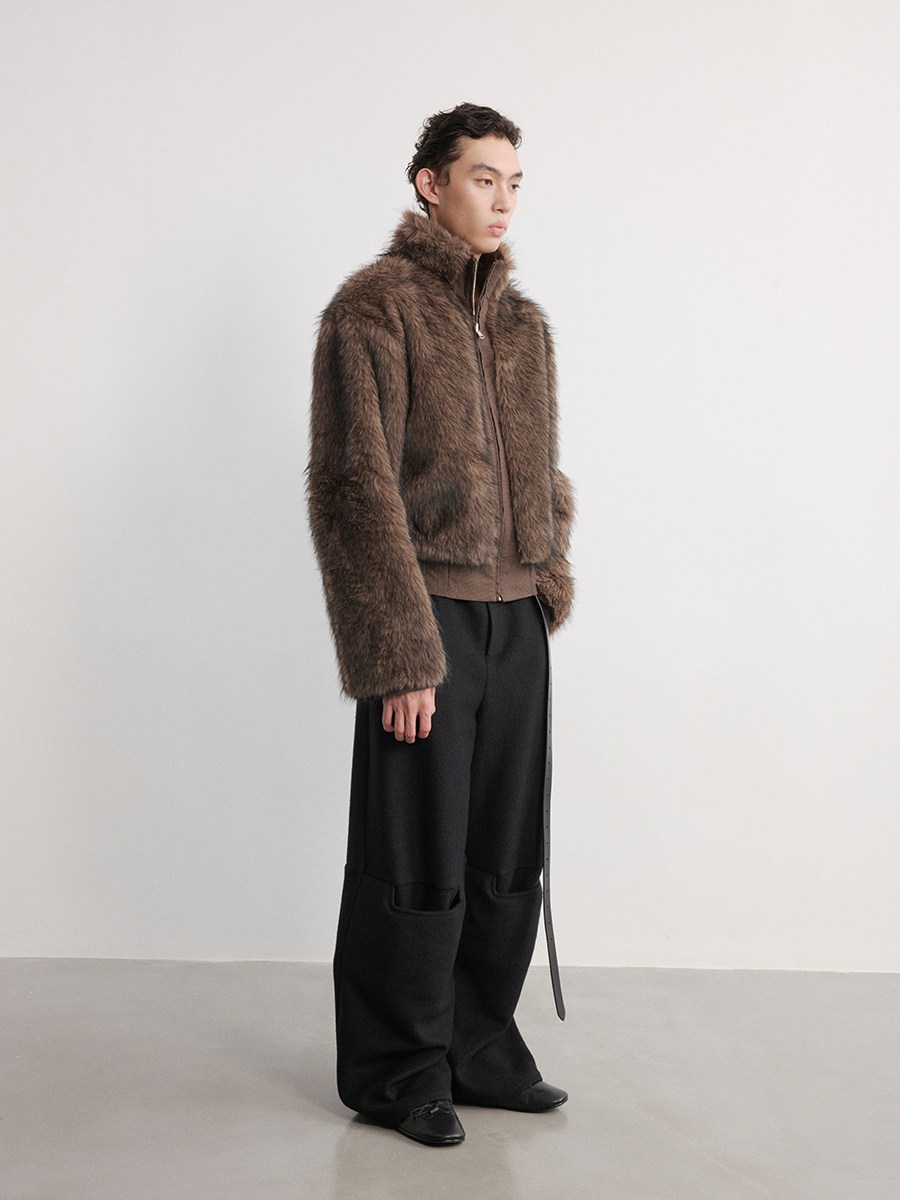 JCAESAR Wide leg pants with knee pads and woolen wool - jcaesarclo
