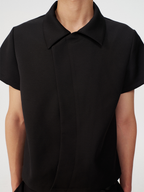 Jcaesar C-Shaped Button Short-Sleeved Shirt - jcaesarclo